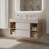 SALGAR 102231 BEQUIA Mueble de Baño con Lavabo 120 2 Cajones y 4 Huecos Blanco Roble África