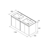 SALGAR 105057 NOJA Mueble+Lavabo 4 Puertas 120 cm Color Roble África