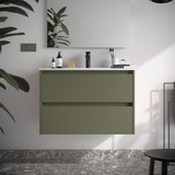 SALGAR NOJA Bathroom Furniture with Sink 2 Drawers Matte Green Color