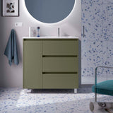 SALGAR NOJA 910 Mueble de Baño con Lavabo 3 Cajones 1 Puerta Izquierda Color Verde Mate