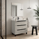 BATHME TRIO Complete Set Bathroom Furniture 3 Drawers Cambrian Oak Color