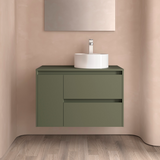 SALGAR NOJA 850 Bathroom Cabinet with Countertop Cover 2 Drawers 1 Left Door Matte Green Color