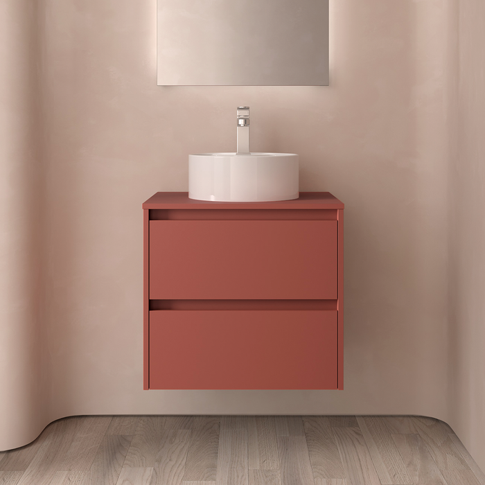 SALGAR NOJA Mueble de Baño con Tapa Encimera 2 Cajones Color Rojo Mate