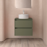 SALGAR NOJA Bathroom Cabinet with Countertop Lid 2 Drawers Matte Green Color