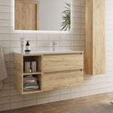 SALGAR BEQUIA Mueble de Baño con Lavabo 2 Cajones 2 Huecos Roble África Izquierda