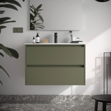 SALGAR NOJA Mueble de Baño con Lavabo 2 Cajones Color Verde Mate