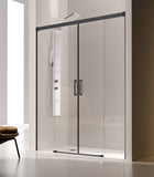 KASSANDRA GS100 GLASÉ Mampara Ducha Frontal 2F+2C Negro Mate Transparente