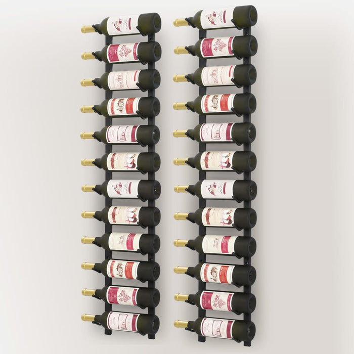 VXL Botelleros de pared para 12 botellas hierro negro 2 unidades