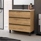 BATHME MADISON TOP Bathroom Cabinet with Sink 3 Drawers Ostippo Oak