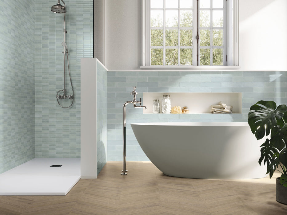 CARMEN A040932 INCISION ACQUARELLA LIGHT GREEN 20X20 Azulejo Esmaltado