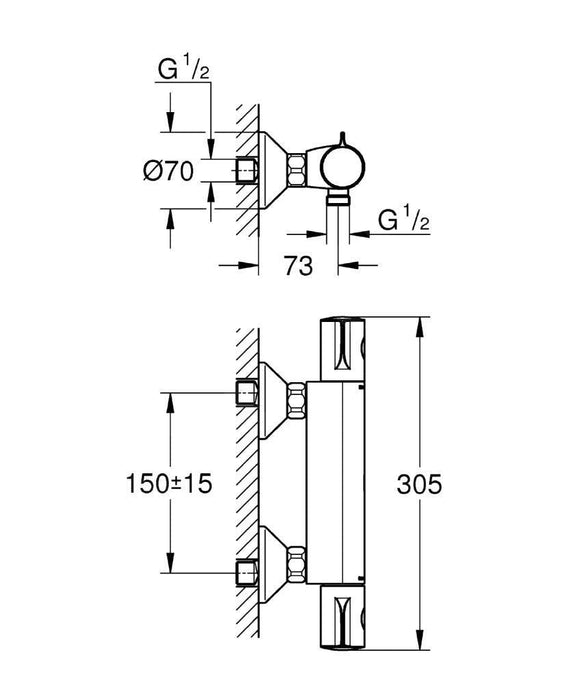 GROHE 34 558 000 GROHTHERM 800 Grifo Termostático Ducha Sin Equipo Cromo