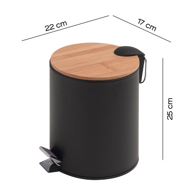 GEDY 13094100000 KENTA Soft Close 3 Liter Natural-Matte Black Waste Bin