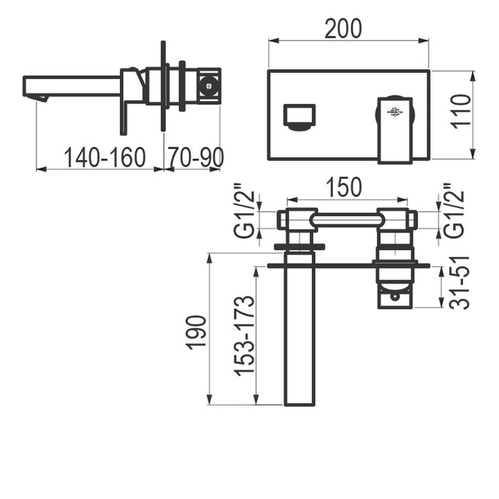 PRESTO 5345616 Nitro Plus lavabo mural Cromo