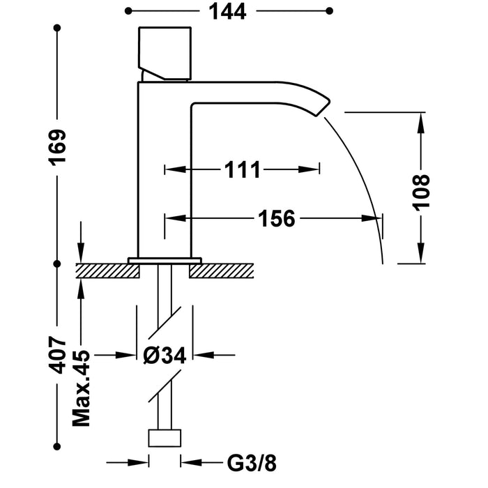 TRES 00611002BL CUADRO Grifo Monomando para Lavabo Color Blanco-Cromo