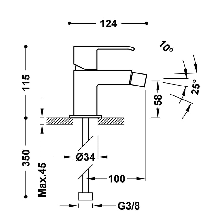 TRES 00612001BM CUADRO Grifo Monomando para Bidé Color Blanco Mate