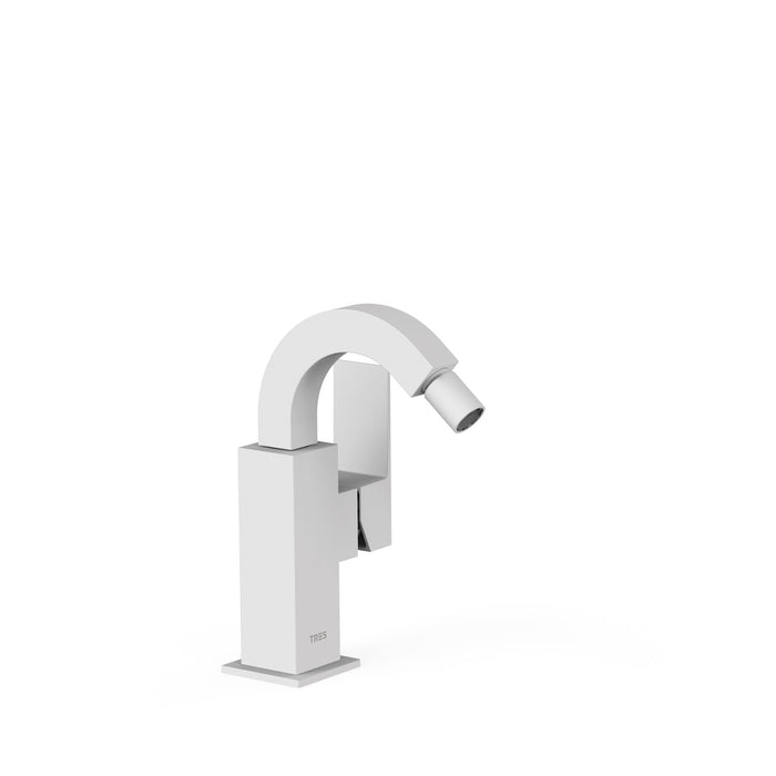 TRES 00612402BM CUADRO Grifo Monomando con Maneta Lateral para Bidé Color Blanco Mate