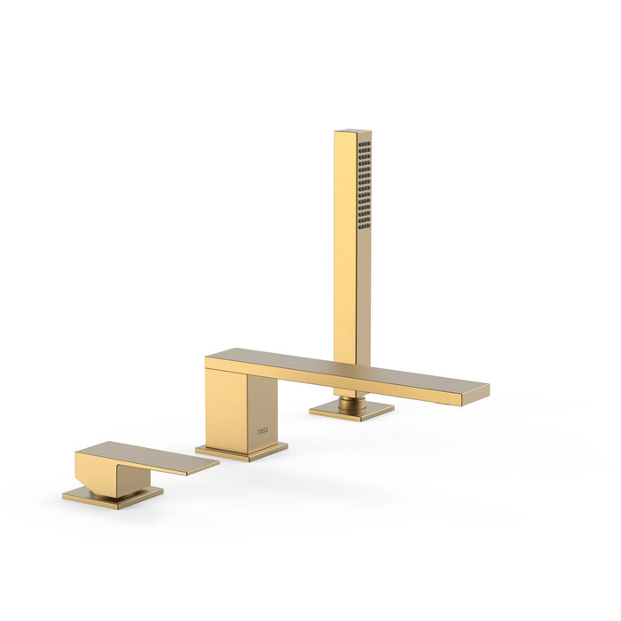 TRES 00616105OM Single-lever Faucet Frame for Bathtub Edge Matte Gold Color 24K