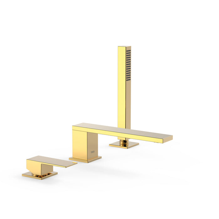 TRES 00616105OR CUADRO Grifo Monomando para Borde De Bañera Color Oro 24K