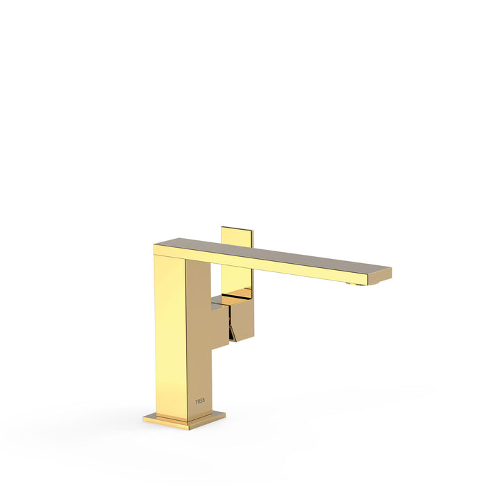 TRES 00620501OR CUADRO Grifo Monomando con Maneta Lateral para Lavabo Color Oro 24K
