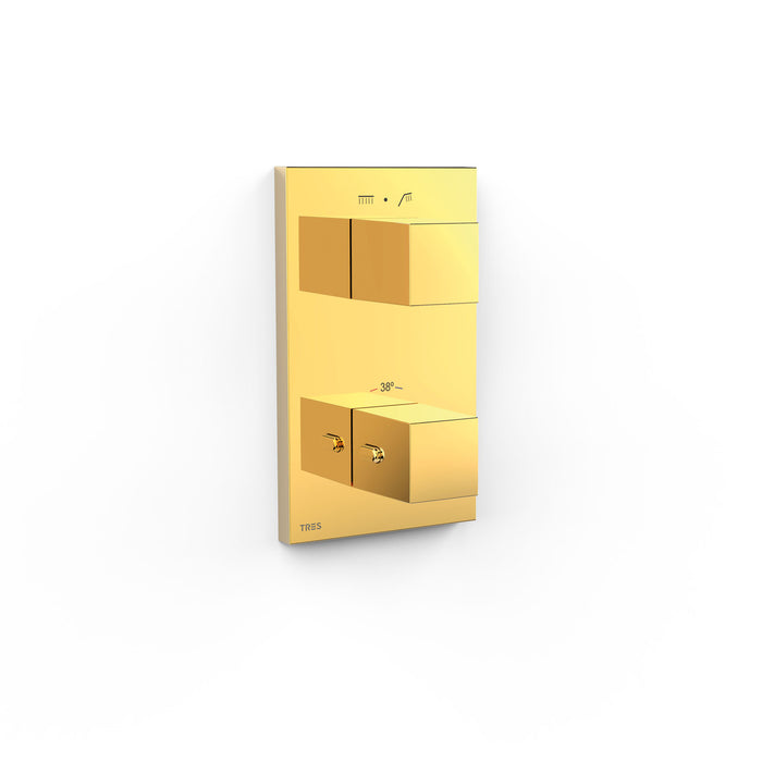 TRES 00625001OR THERM-BOX Pieza Vista para Caja Empotrada de 2 Vías Color Oro 24K