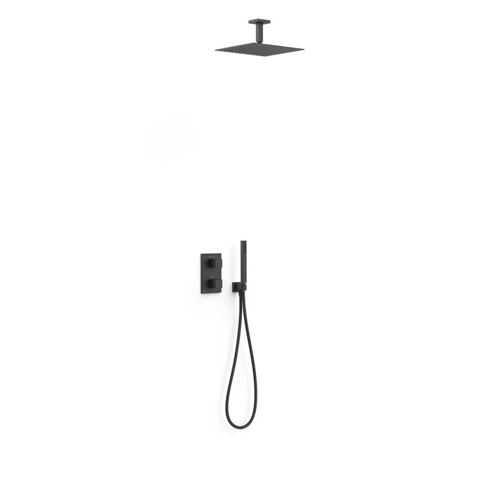 TRES 00625003NM THERM-BOX 2-Way Built-In Thermostatic Shower Faucet Kit Matte Black