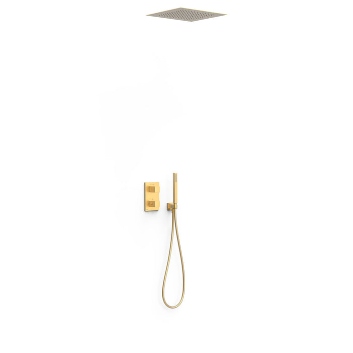 TRES 00625005OM THERM-BOX 2-Way Built-in Thermostatic Faucet Kit Shower Color Matte Gold 24K
