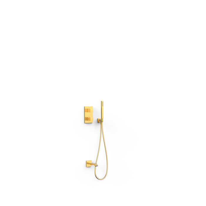 TRES 00625006OR THERM-BOX 2-Way Built-In Thermostatic Faucet Kit for Bathtub and Shower 24K Gold Color