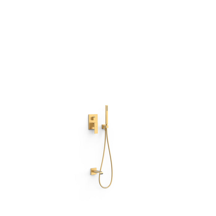 TRES 00628006OM CUADRO Rapid-Box 2-Way Recessed Single-Handle Faucet Kit for Bathtub and Shower 24K Matte Gold Color
