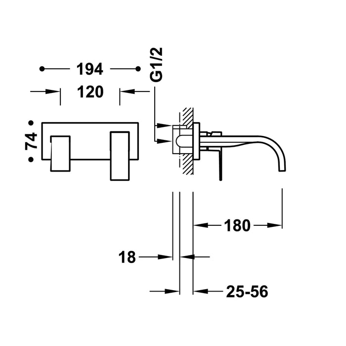TRES 00630011 CUADRO Grifo Monomando Empotrado para Lavabo Color Cromo