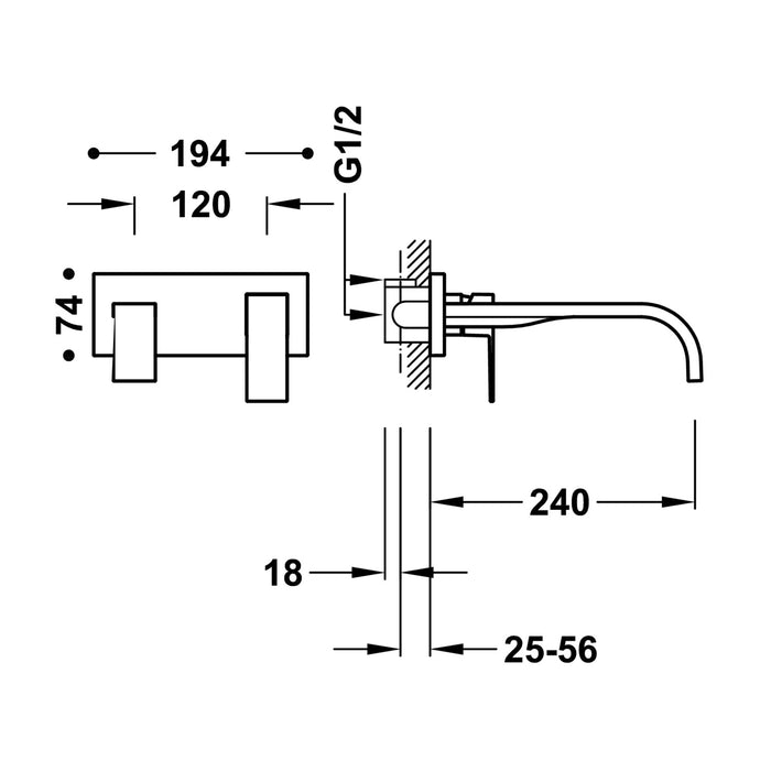 TRES 00630012 CUADRO Grifo Monomando Empotrado para Lavabo Color Cromo