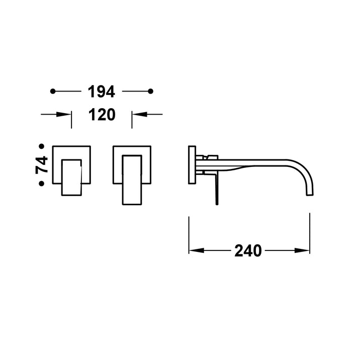 TRES 00630022BM CUADRO Visible Piece for Built-in Sink Body Matte White Color