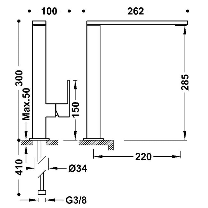TRES 006486OM KITCHEN Single-lever Sink Faucet Matte Gold Color 24K