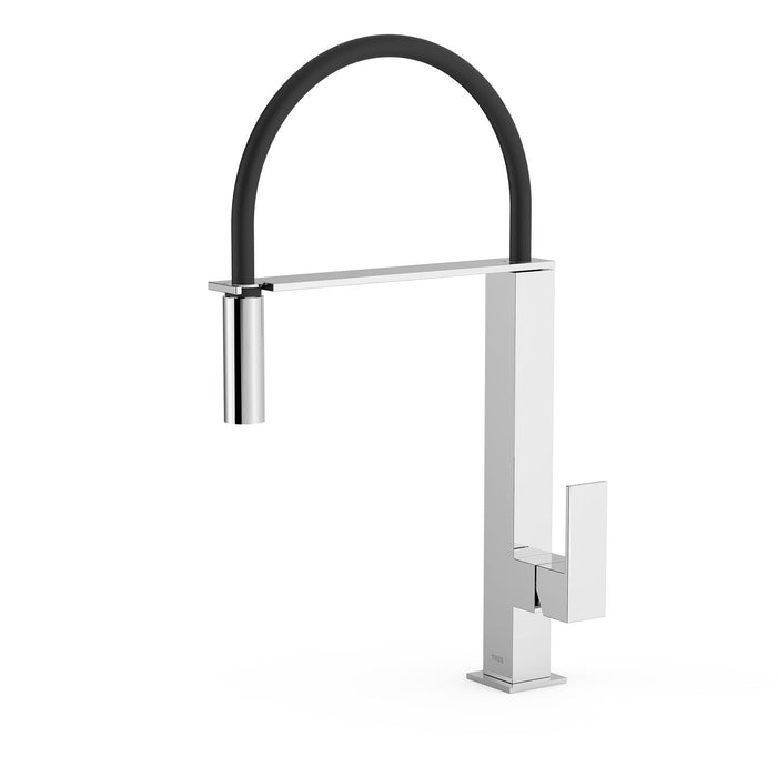 TRES 00648701 KITCHEN Single-Handle Faucet with Flexible Spout Chrome Sink