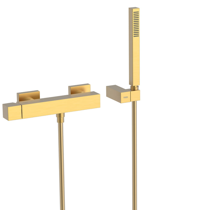 TRES 00716703OM CUADRO Wall-Mounted Single-Handle Shower Faucet 24K Matte Gold Color