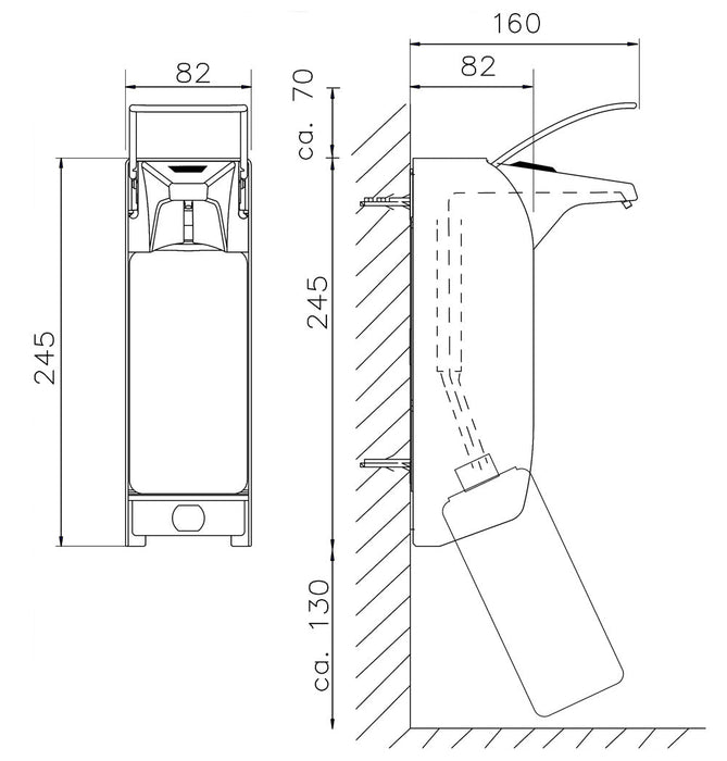 MEDICLINICS DJ0056 Dispensador de Jabón Líquido para Pared de Aluminio