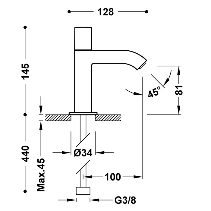 TRES 00750301BM CUADRO Grifo De 1 Agua para Lavabo Color Blanco Mate