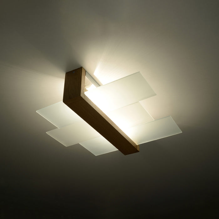 SOLLUX SL.0076 FENIKS 2 Natural Wood Ceiling Lamp