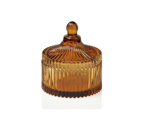 ANDREA HOUSE CR68269 Caja Vidrio Ambar Ø10,5X12Cm