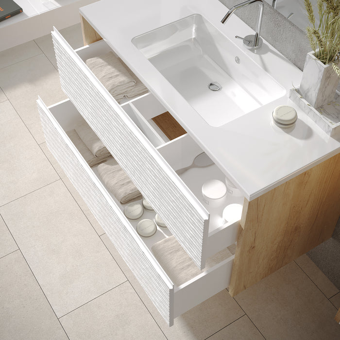 VALMAN DUNE Conjunto Mueble de Baño Completo 2 Cajones Blanco Mate