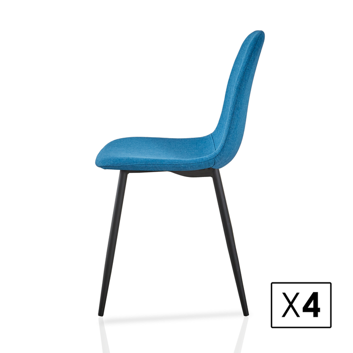 FURNITURE STYLE FS5192MEDIFAB MARGOT Pack 4 Textile Dining Chairs Blue