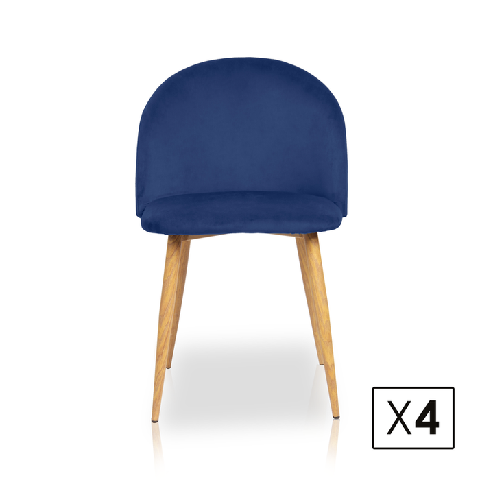 FURNITURE STYLE FS7003INDIVEL MERCEDES Pack 4 Velvet Dining Chairs Blue