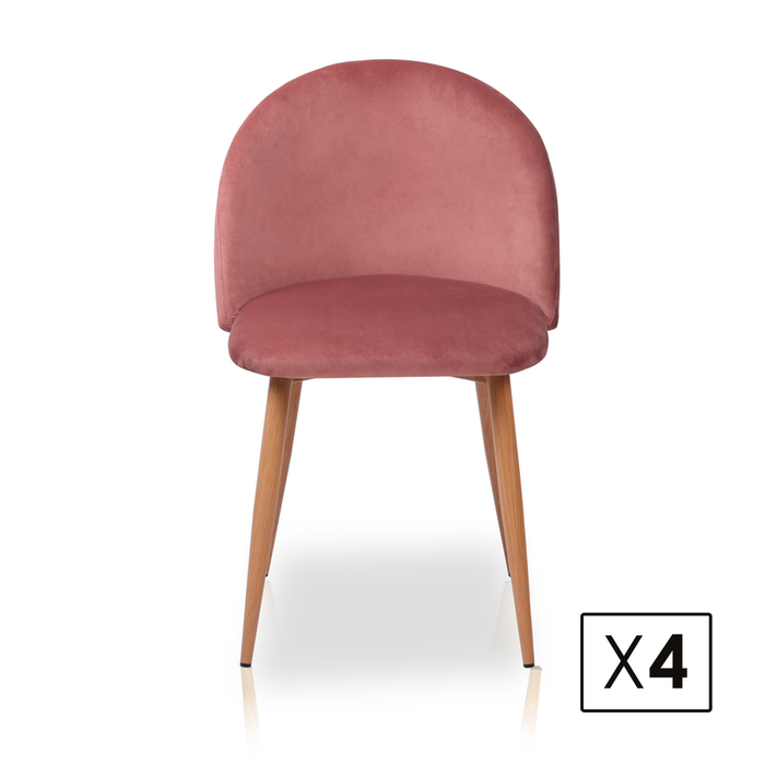 FURNITURE STYLE FS7003MAQUVEL MERCEDES Pack 4 Pink Velvet Dining Chairs
