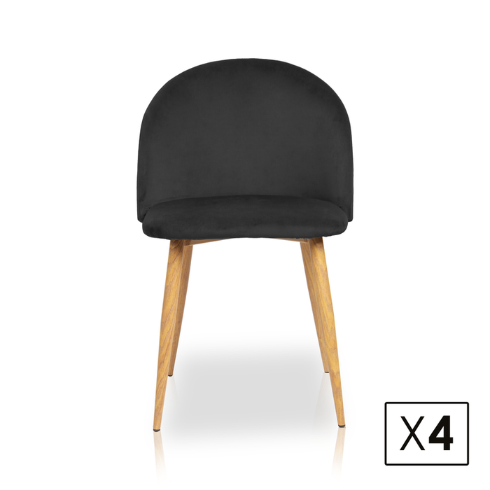 FURNITURE STYLE FS7003NEGRVEL MERCEDES Pack 4 Black Velvet Dining Chairs