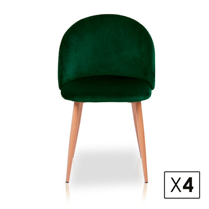 FURNITURE STYLE FS7003VBOTVEL MERCEDES Pack 4 Velvet Dining Chairs Color Green