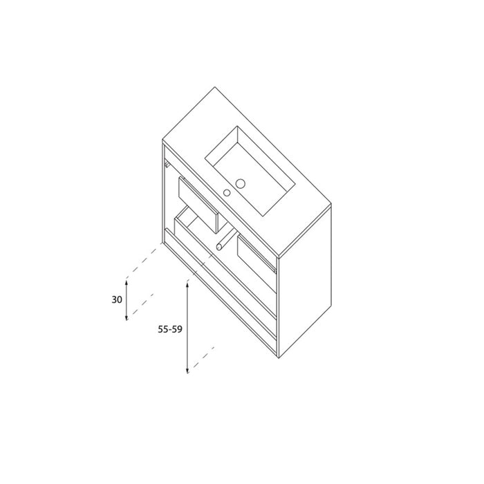 VALMAN DUNE Conjunto Mueble de Baño Completo 2 Cajones Blanco Mate
