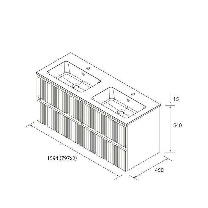 SALGAR 121754 KIRA Mueble+Lavabo VILNA 160cm Roble