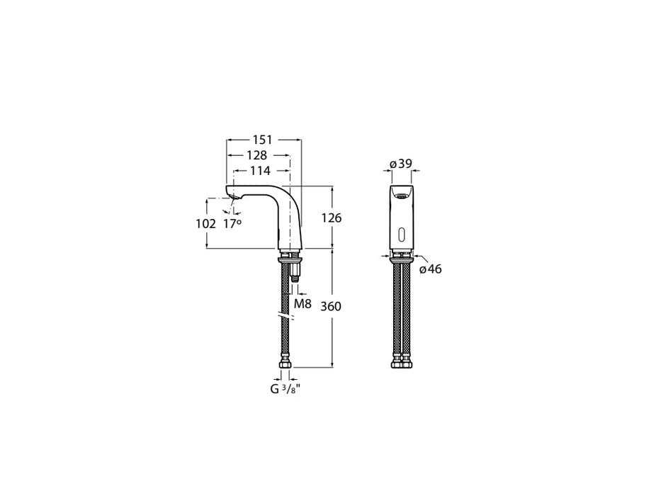 ROCA A5A5609C00 L20-E Grifo Electrónico Lavabo Un Aguacon Limitador de Caudal Cromo