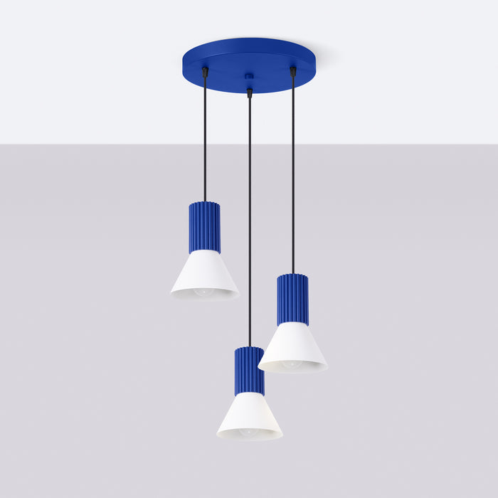 SOLLUX SL.1875 Lámpara colgante ESTRIA 3P blanco/ultramarino blanco/ultramar