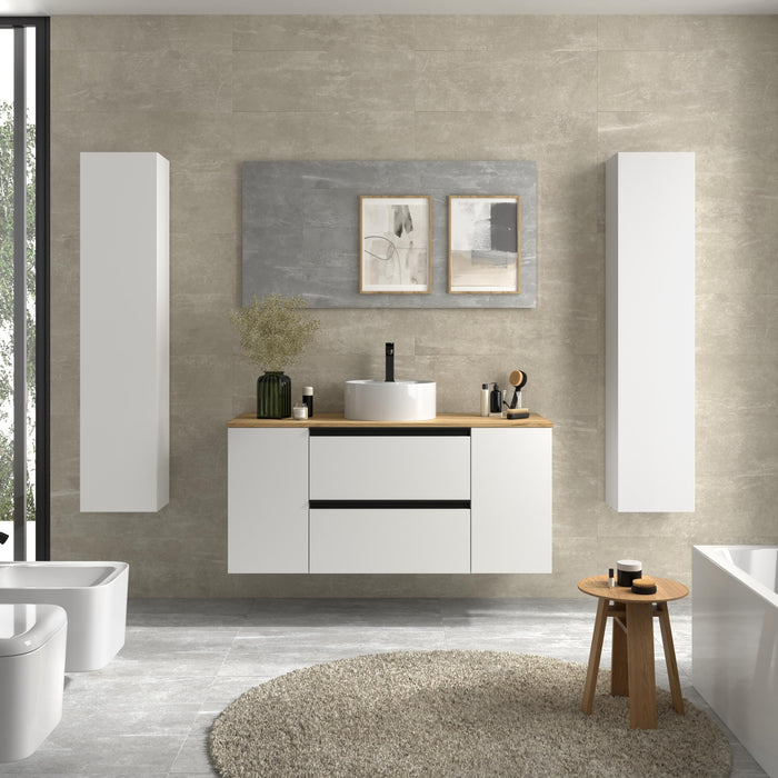 SALGAR 116073 BEQUIA PLUS METAL Mueble de Baño 1 poza Porcelana 120cm Blanco Mate