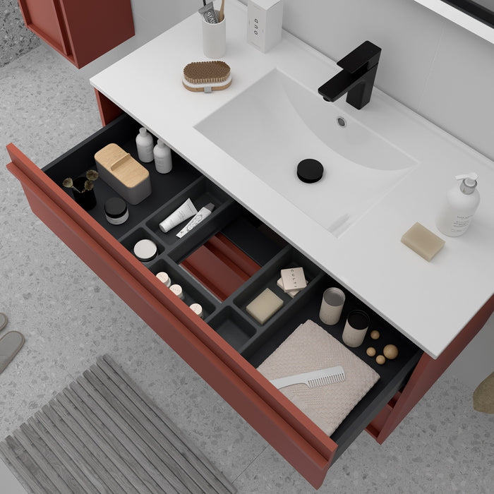 SALGAR ATTILA Conjunto Mueble de Baño Completo Rojo Mate